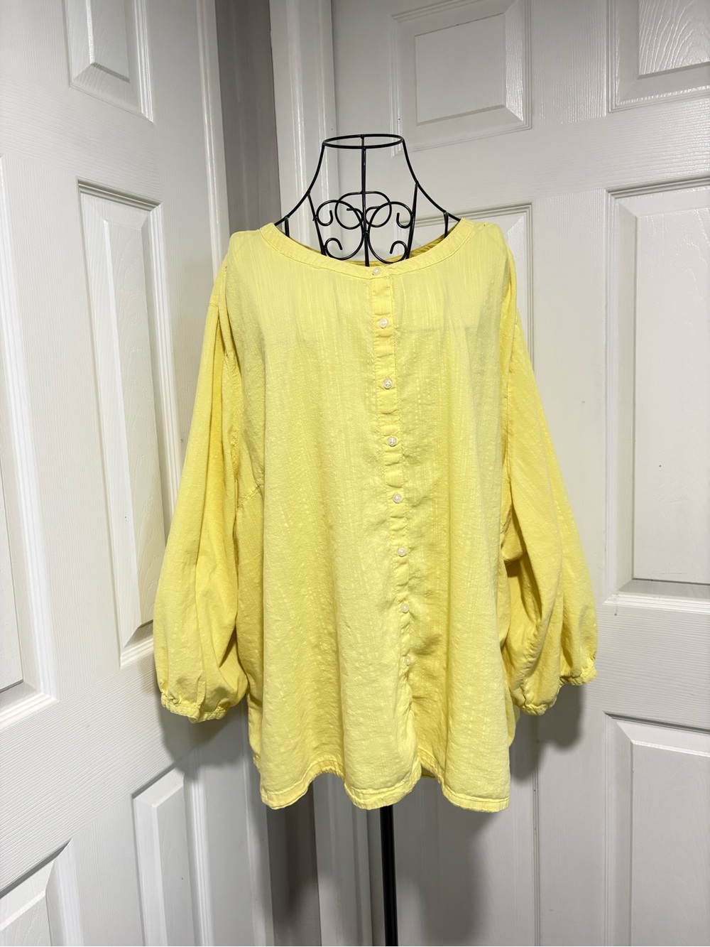 St. John’s Bay Plus Size Classic Button-Front Yellow Women's Blouse